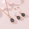 image:imageEVEVIC Austrian Crystals Teardrop Pendant Necklace Earrings for Women 14K Gold Plated Hypoallergenic Jewelry SetBlack