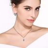 image:imageEVEVIC Austrian Crystals Teardrop Pendant Necklace Earrings for Women 14K Gold Plated Hypoallergenic Jewelry SetDark Blue