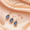 image:imageEVEVIC Austrian Crystals Teardrop Pendant Necklace Earrings for Women 14K Gold Plated Hypoallergenic Jewelry SetDark Blue
