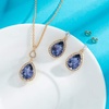 image:imageEVEVIC Austrian Crystals Teardrop Pendant Necklace Earrings for Women 14K Gold Plated Hypoallergenic Jewelry SetDark Blue