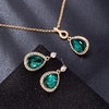 image:imageEVEVIC Austrian Crystals Teardrop Pendant Necklace Earrings for Women 14K Gold Plated Hypoallergenic Jewelry SetGreen