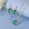 image:imageEVEVIC Austrian Crystals Teardrop Pendant Necklace Earrings for Women 14K Gold Plated Hypoallergenic Jewelry SetGreen
