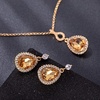 image:imageEVEVIC Austrian Crystals Teardrop Pendant Necklace Earrings for Women 14K Gold Plated Hypoallergenic Jewelry SetLight Topaz