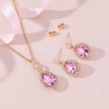 image:imageEVEVIC Austrian Crystals Teardrop Pendant Necklace Earrings for Women 14K Gold Plated Hypoallergenic Jewelry SetPink