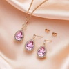 image:imageEVEVIC Austrian Crystals Teardrop Pendant Necklace Earrings for Women 14K Gold Plated Hypoallergenic Jewelry SetPink