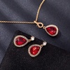 image:imageEVEVIC Austrian Crystals Teardrop Pendant Necklace Earrings for Women 14K Gold Plated Hypoallergenic Jewelry SetRed
