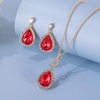image:imageEVEVIC Austrian Crystals Teardrop Pendant Necklace Earrings for Women 14K Gold Plated Hypoallergenic Jewelry SetRed