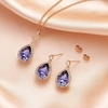 image:imageEVEVIC Austrian Crystals Teardrop Pendant Necklace Earrings for Women 14K Gold Plated Hypoallergenic Jewelry SetTanzanite