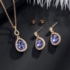 image:imageEVEVIC Austrian Crystals Teardrop Pendant Necklace Earrings for Women 14K Gold Plated Hypoallergenic Jewelry SetTanzanite