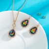 image:imageEVEVIC Austrian Crystals Teardrop Pendant Necklace Earrings for Women 14K Gold Plated Hypoallergenic Jewelry SetVitrail Medium