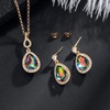 image:imageEVEVIC Austrian Crystals Teardrop Pendant Necklace Earrings for Women 14K Gold Plated Hypoallergenic Jewelry SetVitrail Medium