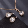 image:imageEVEVIC Austrian Crystals Teardrop Pendant Necklace Earrings for Women 14K Gold Plated Hypoallergenic Jewelry SetWhite