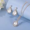 image:imageEVEVIC Austrian Crystals Teardrop Pendant Necklace Earrings for Women 14K Gold Plated Hypoallergenic Jewelry SetWhite