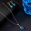 image:imageEVEVIC Austrian Crystals Teardrop Pendant Necklace Earrings for Women 14K Gold Plated Hypoallergenic Leverback Drop Dangle Earrings Jewelry SetAquamarine