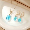 image:imageEVEVIC Austrian Crystals Teardrop Pendant Necklace Earrings for Women 14K Gold Plated Hypoallergenic Leverback Drop Dangle Earrings Jewelry SetAquamarine