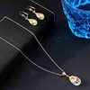 image:imageEVEVIC Austrian Crystals Teardrop Pendant Necklace Earrings for Women 14K Gold Plated Hypoallergenic Leverback Drop Dangle Earrings Jewelry SetAurora Borealis
