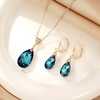 image:imageEVEVIC Austrian Crystals Teardrop Pendant Necklace Earrings for Women 14K Gold Plated Hypoallergenic Leverback Drop Dangle Earrings Jewelry SetBermuda Blue