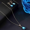 image:imageEVEVIC Austrian Crystals Teardrop Pendant Necklace Earrings for Women 14K Gold Plated Hypoallergenic Leverback Drop Dangle Earrings Jewelry SetBermuda Blue