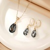 image:imageEVEVIC Austrian Crystals Teardrop Pendant Necklace Earrings for Women 14K Gold Plated Hypoallergenic Leverback Drop Dangle Earrings Jewelry SetBlack