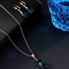 image:imageEVEVIC Austrian Crystals Teardrop Pendant Necklace Earrings for Women 14K Gold Plated Hypoallergenic Leverback Drop Dangle Earrings Jewelry SetEmerald