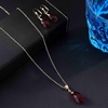 image:imageEVEVIC Austrian Crystals Teardrop Pendant Necklace Earrings for Women 14K Gold Plated Hypoallergenic Leverback Drop Dangle Earrings Jewelry SetFuchsia