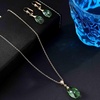 image:imageEVEVIC Austrian Crystals Teardrop Pendant Necklace Earrings for Women 14K Gold Plated Hypoallergenic Leverback Drop Dangle Earrings Jewelry SetGreen
