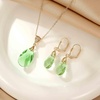 image:imageEVEVIC Austrian Crystals Teardrop Pendant Necklace Earrings for Women 14K Gold Plated Hypoallergenic Leverback Drop Dangle Earrings Jewelry SetGreen