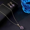 image:imageEVEVIC Austrian Crystals Teardrop Pendant Necklace Earrings for Women 14K Gold Plated Hypoallergenic Leverback Drop Dangle Earrings Jewelry SetPink