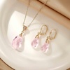 image:imageEVEVIC Austrian Crystals Teardrop Pendant Necklace Earrings for Women 14K Gold Plated Hypoallergenic Leverback Drop Dangle Earrings Jewelry SetPink