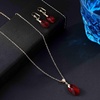image:imageEVEVIC Austrian Crystals Teardrop Pendant Necklace Earrings for Women 14K Gold Plated Hypoallergenic Leverback Drop Dangle Earrings Jewelry SetRed
