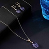 image:imageEVEVIC Austrian Crystals Teardrop Pendant Necklace Earrings for Women 14K Gold Plated Hypoallergenic Leverback Drop Dangle Earrings Jewelry SetTanzanite