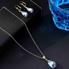 image:imageEVEVIC Austrian Crystals Teardrop Pendant Necklace Earrings for Women 14K Gold Plated Hypoallergenic Leverback Drop Dangle Earrings Jewelry SetVitrail Light