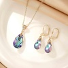image:imageEVEVIC Austrian Crystals Teardrop Pendant Necklace Earrings for Women 14K Gold Plated Hypoallergenic Leverback Drop Dangle Earrings Jewelry SetVitrail Light