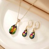 image:imageEVEVIC Austrian Crystals Teardrop Pendant Necklace Earrings for Women 14K Gold Plated Hypoallergenic Leverback Drop Dangle Earrings Jewelry SetVitrail Medium