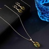 image:imageEVEVIC Austrian Crystals Teardrop Pendant Necklace Earrings for Women 14K Gold Plated Hypoallergenic Leverback Drop Dangle Earrings Jewelry SetYellow
