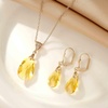 image:imageEVEVIC Austrian Crystals Teardrop Pendant Necklace Earrings for Women 14K Gold Plated Hypoallergenic Leverback Drop Dangle Earrings Jewelry SetYellow