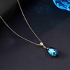 image:imageEVEVIC Austrian Crystals Teardrop Pendant Necklace for Women 14K Gold Plated Ecofriendly Brass Hypoallergenic JewelryBermuda Blue