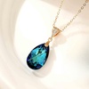 image:imageEVEVIC Austrian Crystals Teardrop Pendant Necklace for Women 14K Gold Plated Ecofriendly Brass Hypoallergenic JewelryBermuda Blue