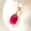 image:imageEVEVIC Austrian Crystals Teardrop Pendant Necklace for Women 14K Gold Plated Ecofriendly Brass Hypoallergenic JewelryFuchsia