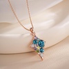image:imageEVEVIC Dainty Multicolored Austrian Crystals Rhombus Pendant Necklaces for Women Fashion 14K Gold Plated Hypoallergenic JewelryBlue Green CrystalsRose Goldtone