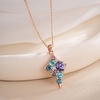 image:imageEVEVIC Dainty Multicolored Austrian Crystals Rhombus Pendant Necklaces for Women Fashion 14K Gold Plated Hypoallergenic JewelryPurple Main CrystalRose Goldtone