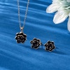 image:imageEVEVIC Lotus Flower Necklace Earrings Set for Women 14K Gold Plated Hypoallergenic Jewelry SetsBlack Rose Goldtone