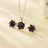 image:imageEVEVIC Lotus Flower Necklace Earrings Set for Women 14K Gold Plated Hypoallergenic Jewelry SetsBlack Rose Goldtone