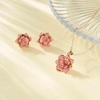 image:imageEVEVIC Lotus Flower Necklace Earrings Set for Women 14K Gold Plated Hypoallergenic Jewelry SetsPink Rose Goldtone
