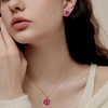 image:imageEVEVIC Lotus Flower Necklace Earrings Set for Women 14K Gold Plated Hypoallergenic Jewelry SetsPurple Rose Goldtone