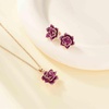 image:imageEVEVIC Lotus Flower Necklace Earrings Set for Women 14K Gold Plated Hypoallergenic Jewelry SetsPurple Rose Goldtone