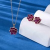 image:imageEVEVIC Lotus Flower Necklace Earrings Set for Women 14K Gold Plated Hypoallergenic Jewelry SetsPurple Rose Goldtone