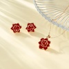 image:imageEVEVIC Lotus Flower Necklace Earrings Set for Women 14K Gold Plated Hypoallergenic Jewelry SetsRed Rose Goldtone