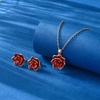 image:imageEVEVIC Lotus Flower Necklace Earrings Set for Women 14K Gold Plated Hypoallergenic Jewelry SetsRed Rose Goldtone