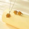 image:imageEVEVIC Lotus Flower Necklace Earrings Set for Women 14K Gold Plated Hypoallergenic Jewelry SetsYellow Rose Goldtone